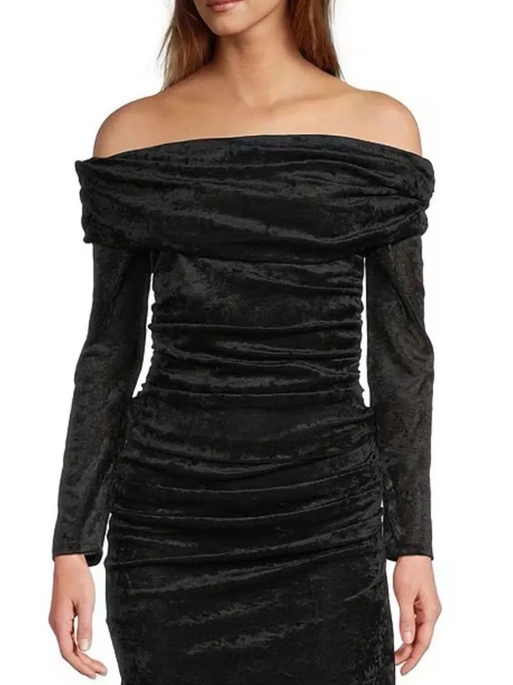NWT Antonio Melani Mischa Off-The-Shoulder Mesh Blouse Black Size 2